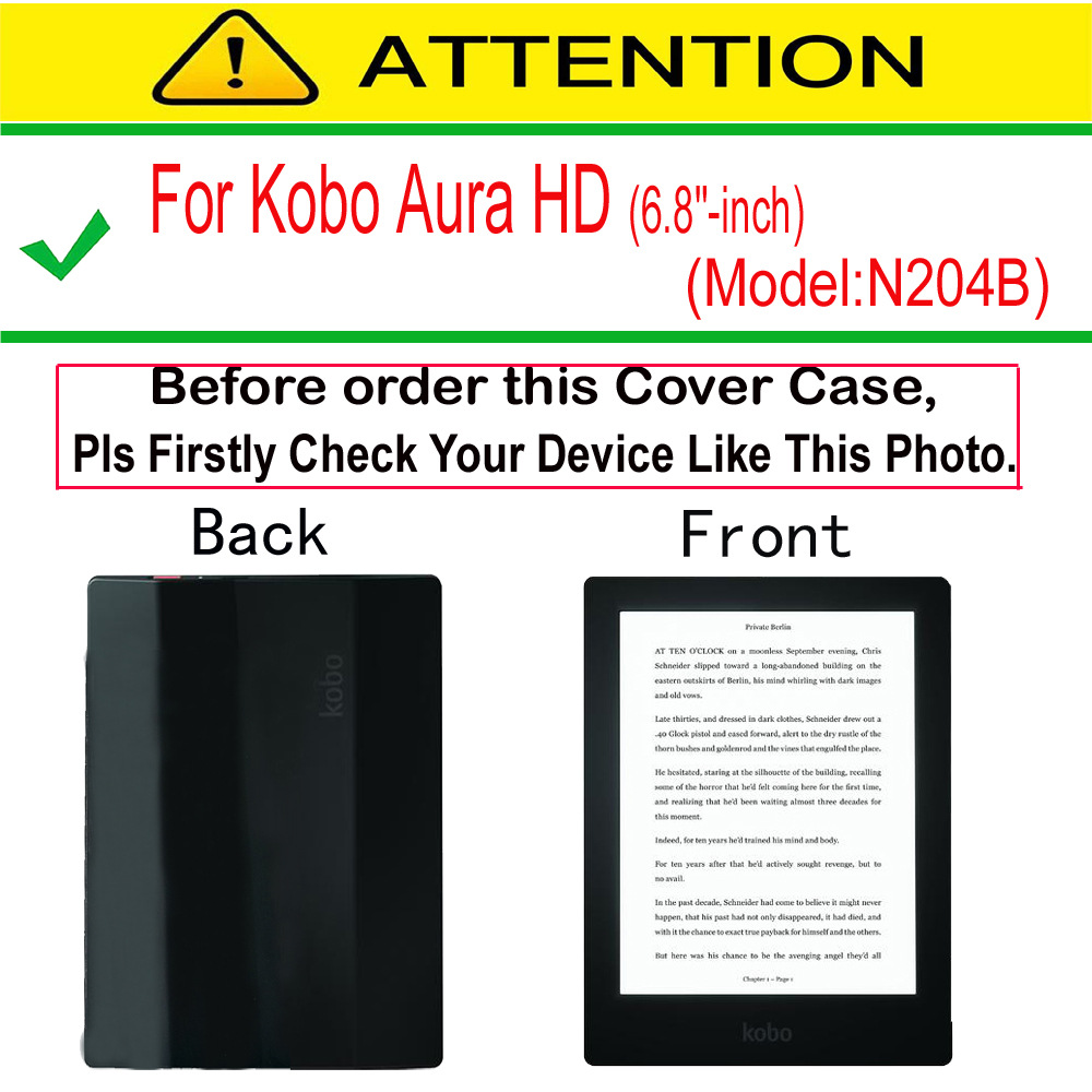6.8" Flip Leather Case Drop-Proof Protective Cover for Kobo Aura HD (Model N204B) - Image 7