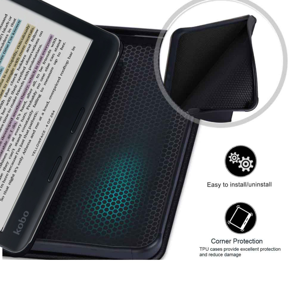 7" TPU Soft Shell eBook Case with Magnetic Closure for Kobo Libra Colour (Model N428) - Image 4