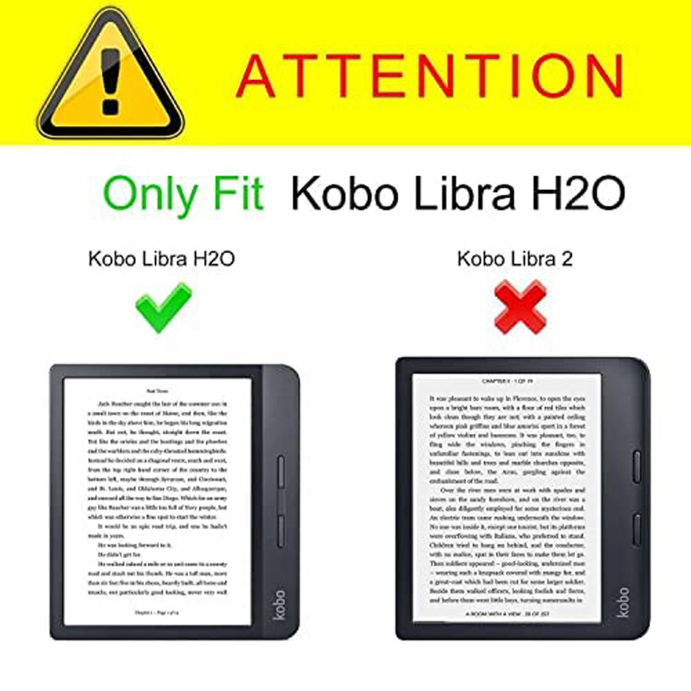 7" Premium Folio Cover E-Reader Leather Case for Kobo Libra H2O (Model N873) - Image 8