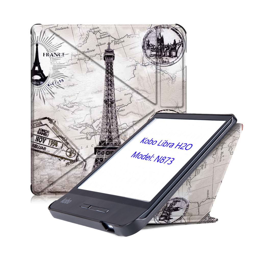 7" Premium Folio Cover E-Reader Leather Case for Kobo Libra H2O (Model N873) - Image 18