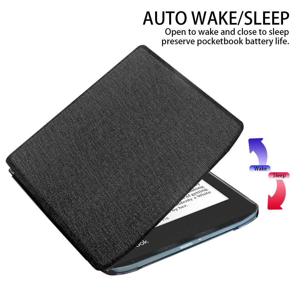 Tablet Case Ebook Cover with Fabric Grain Full-body Shell for Pocketbook Verse Pro Color PB634K3 - Image 2