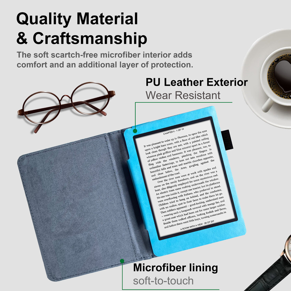 6.8" Flip Leather Case Drop-Proof Protective Cover for Kobo Aura H2O (Model N250) First Generation - Image 4
