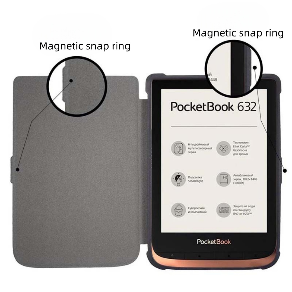 Premium 6" Slim Cover Tablet Case with Magnetic Closure for Pocketbook 627 (Touch Lux 4) - Image 3