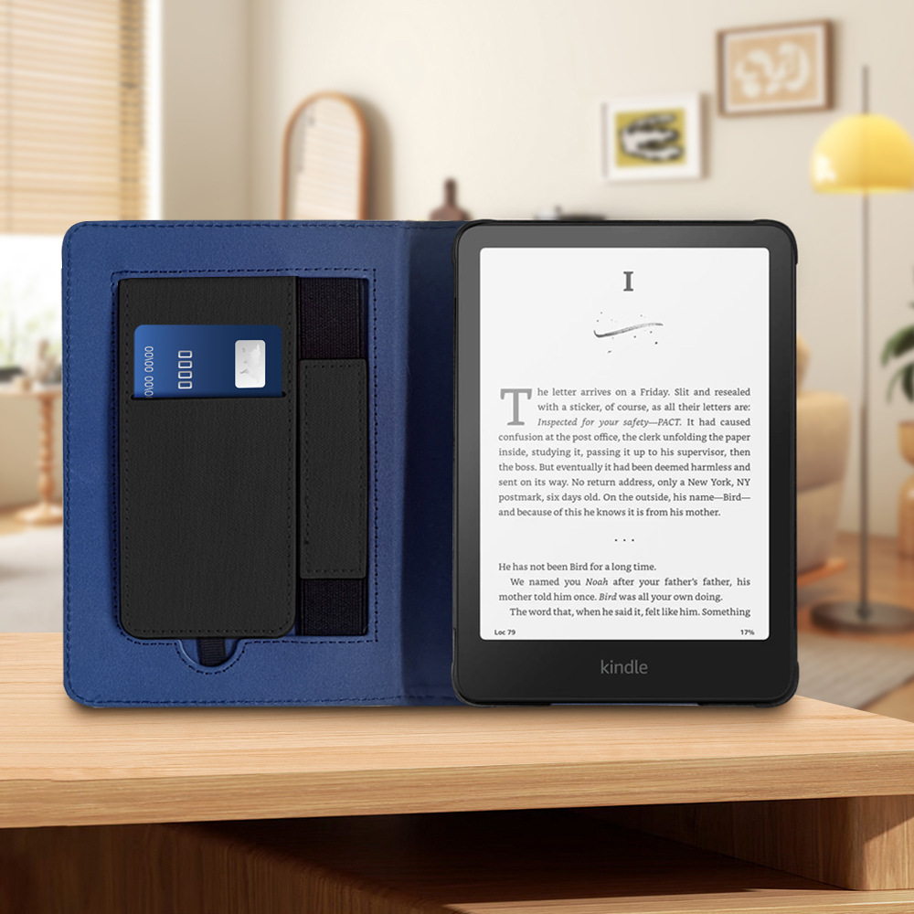 7" Leather Case Drop-Proof Protective Cover with Hand Strap for Kindle Colorsoft (Model SA569P) - Image 2