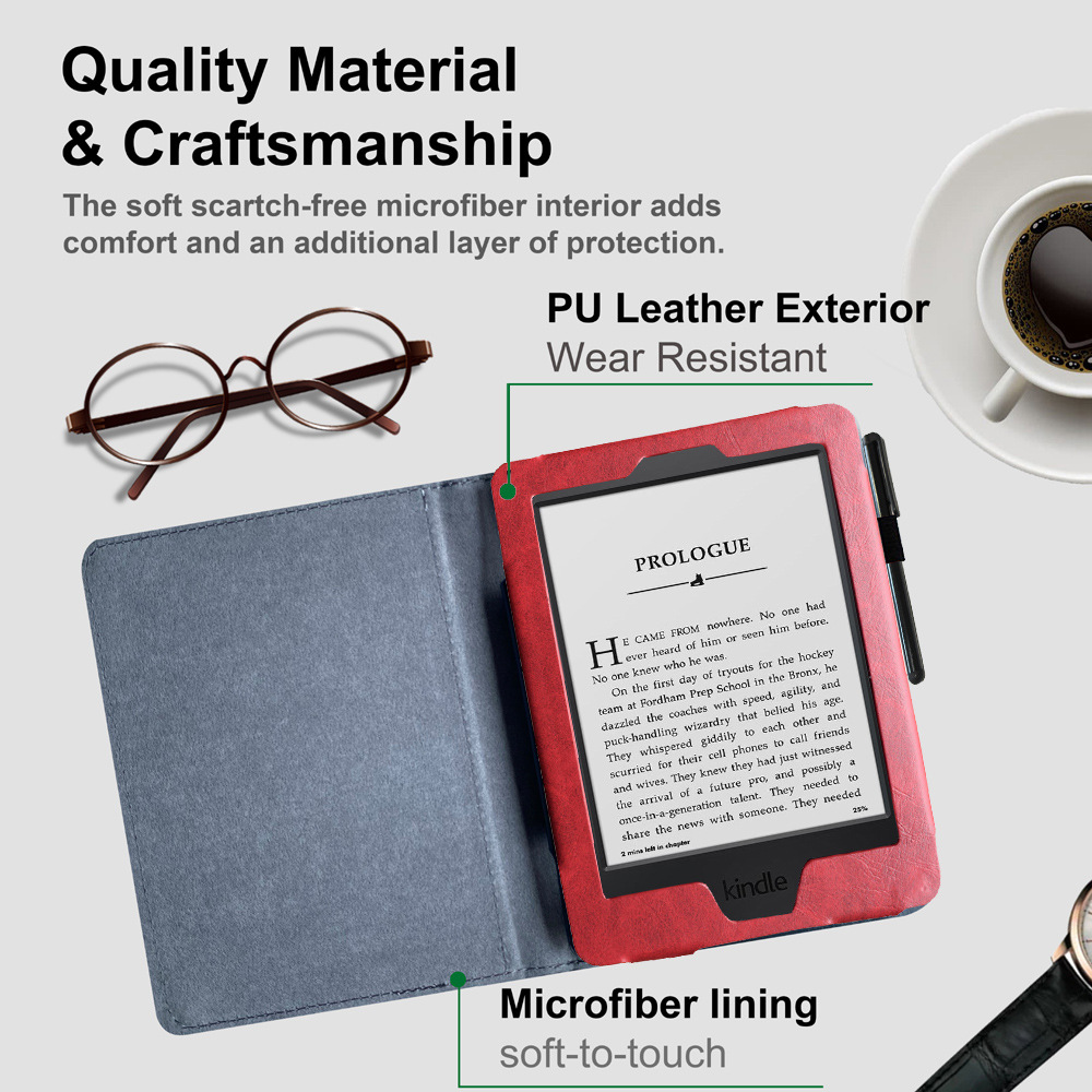 6" Leather Case Drop-Proof Protective Cover for Kindle Touch 2012 (Model D01200) - Image 4
