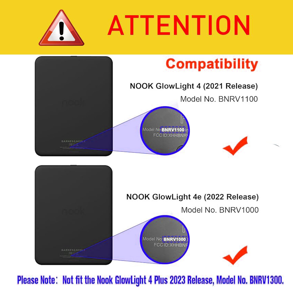 6" Flip Leather Case Drop-Proof Protective Cover for Nook GlowLight 4e (Model BNRV1000) 2022 Released - Image 4