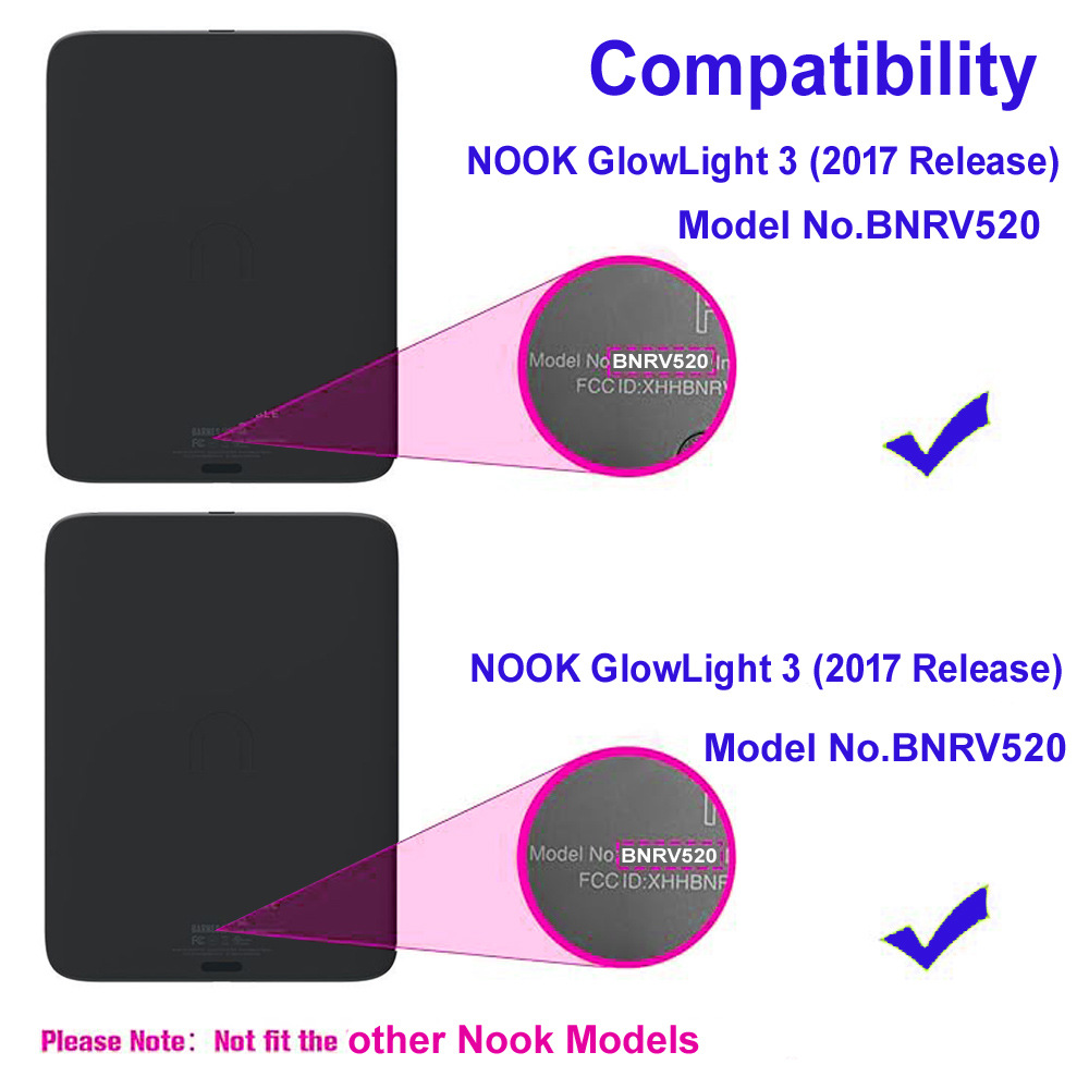 6" Flip Leather Case Drop-Proof Protective Cover for Nook Glowlight 3 (Model BNRV520) 2019 Released - Image 5