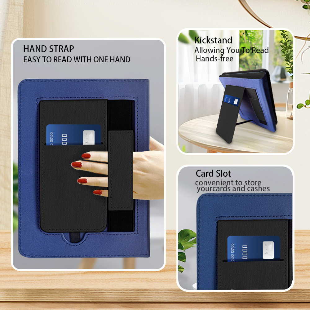 7" Leather Case Drop-Proof Protective Cover with Hand Strap for Kindle Colorsoft (Model SA569P) - Image 4