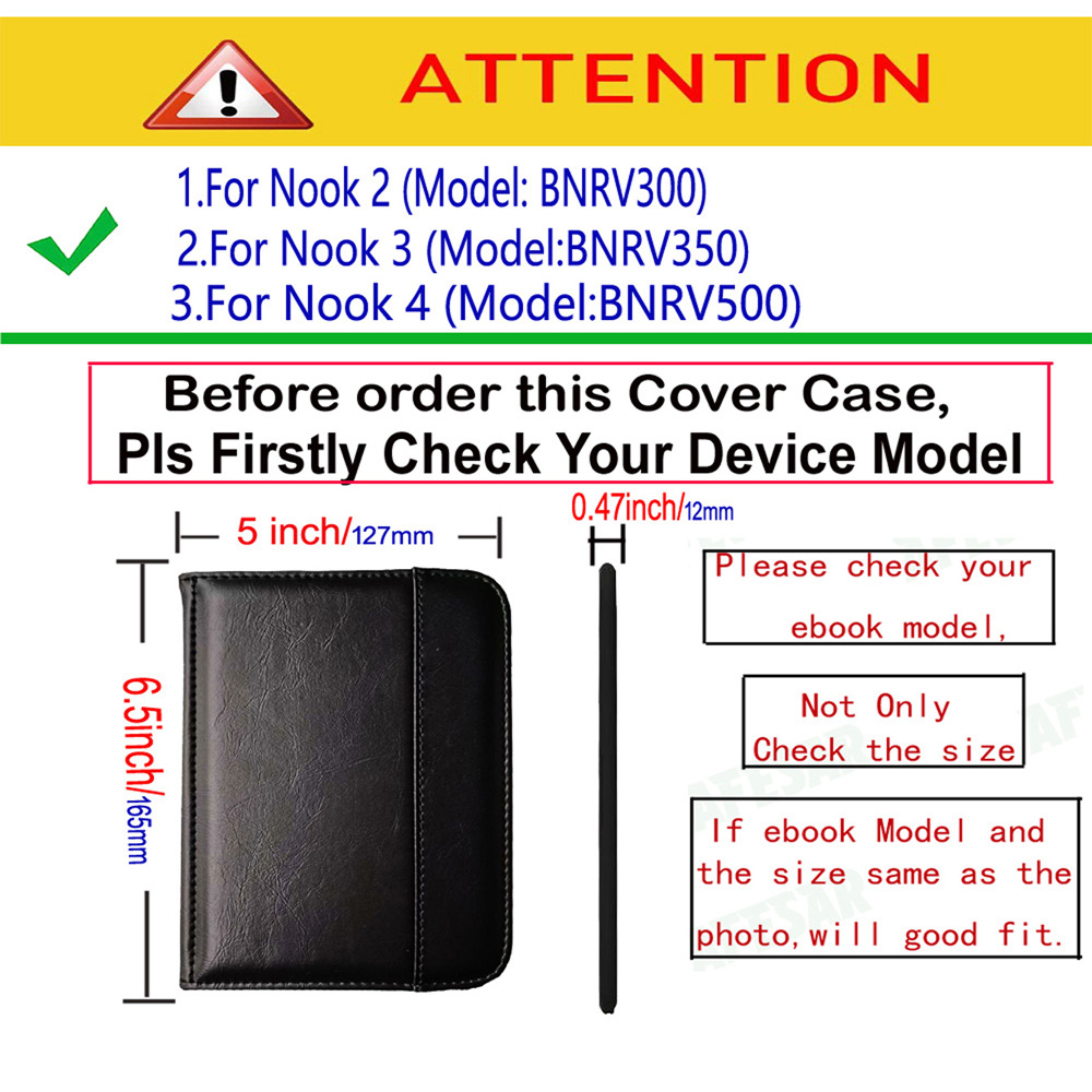 6" Flip Leather Case Drop-Proof Protective Cover for NOOK 2 (Model BNRV300) - Image 6
