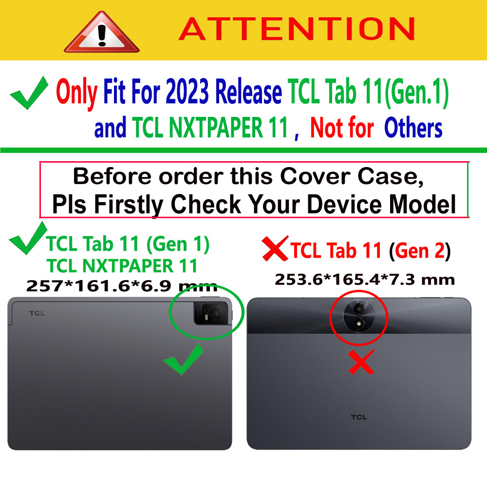 11" Magnetic Cover Leather Case Protective Shell for TCL Tab 11 Gen. 1 (Model 9166g) - Image 5
