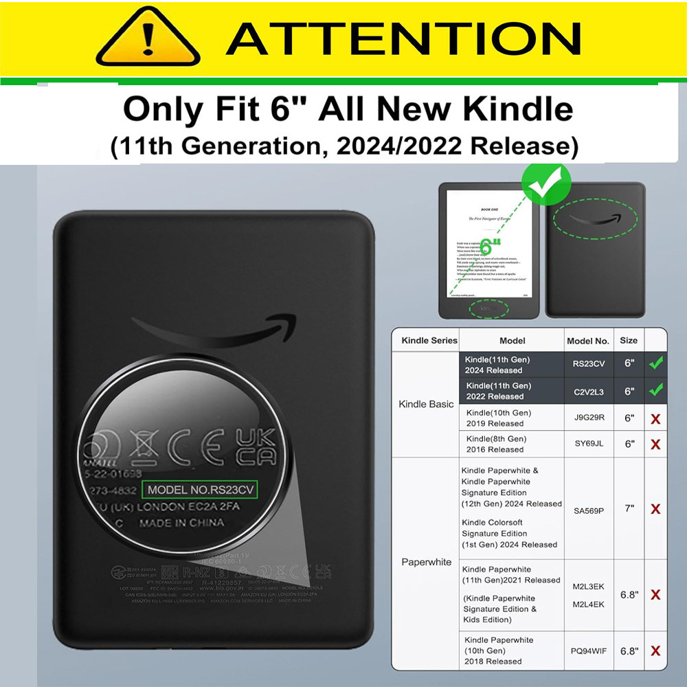 6" Leather Case Drop-Proof Protective Cover for Kindle 11th (2024/ 2022) - Image 5