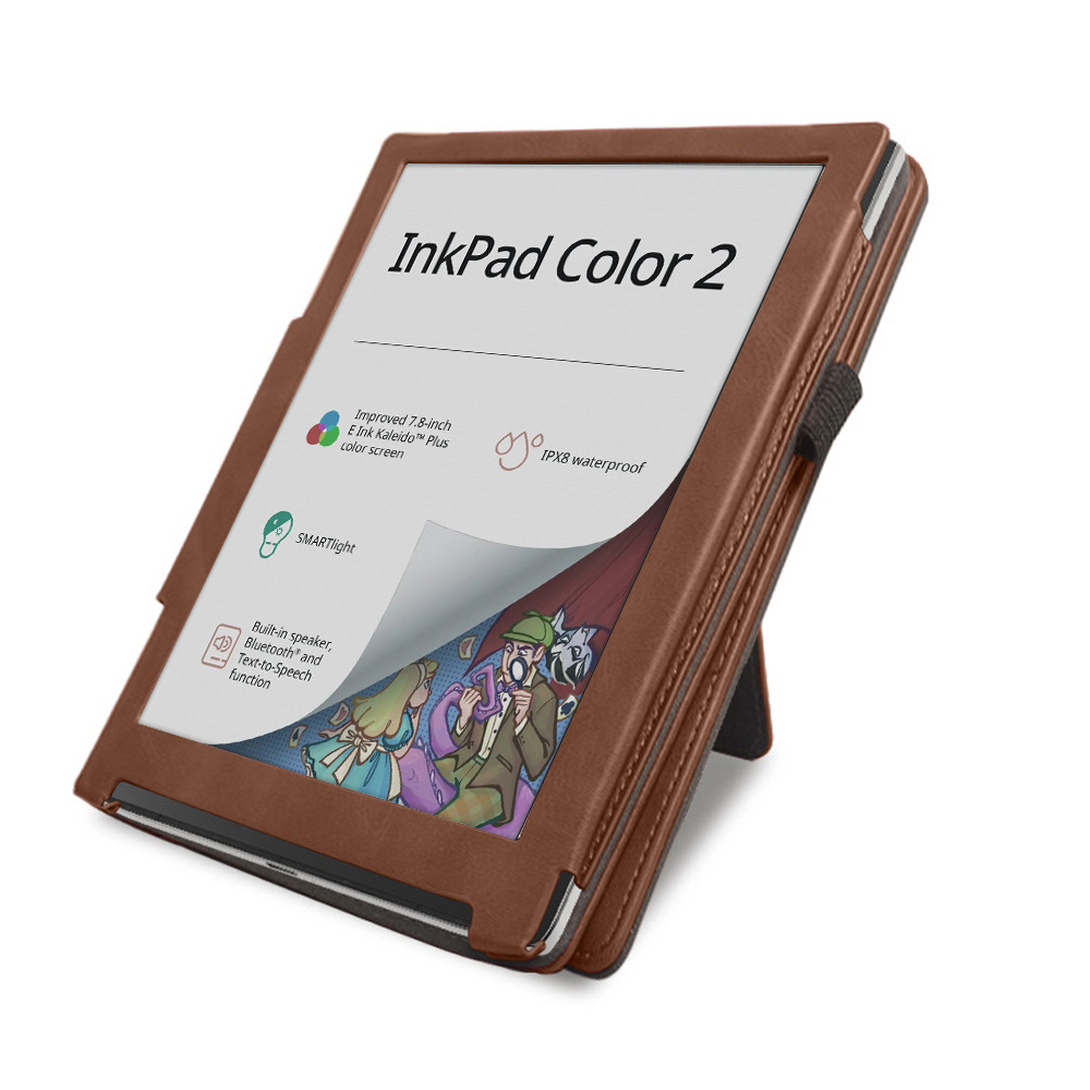 Premium 7.8" E-Reader Leather Case with Magnetic Hand Strap Cover for Pocketbook InkPad Color 2/3 PB743 - Image 3