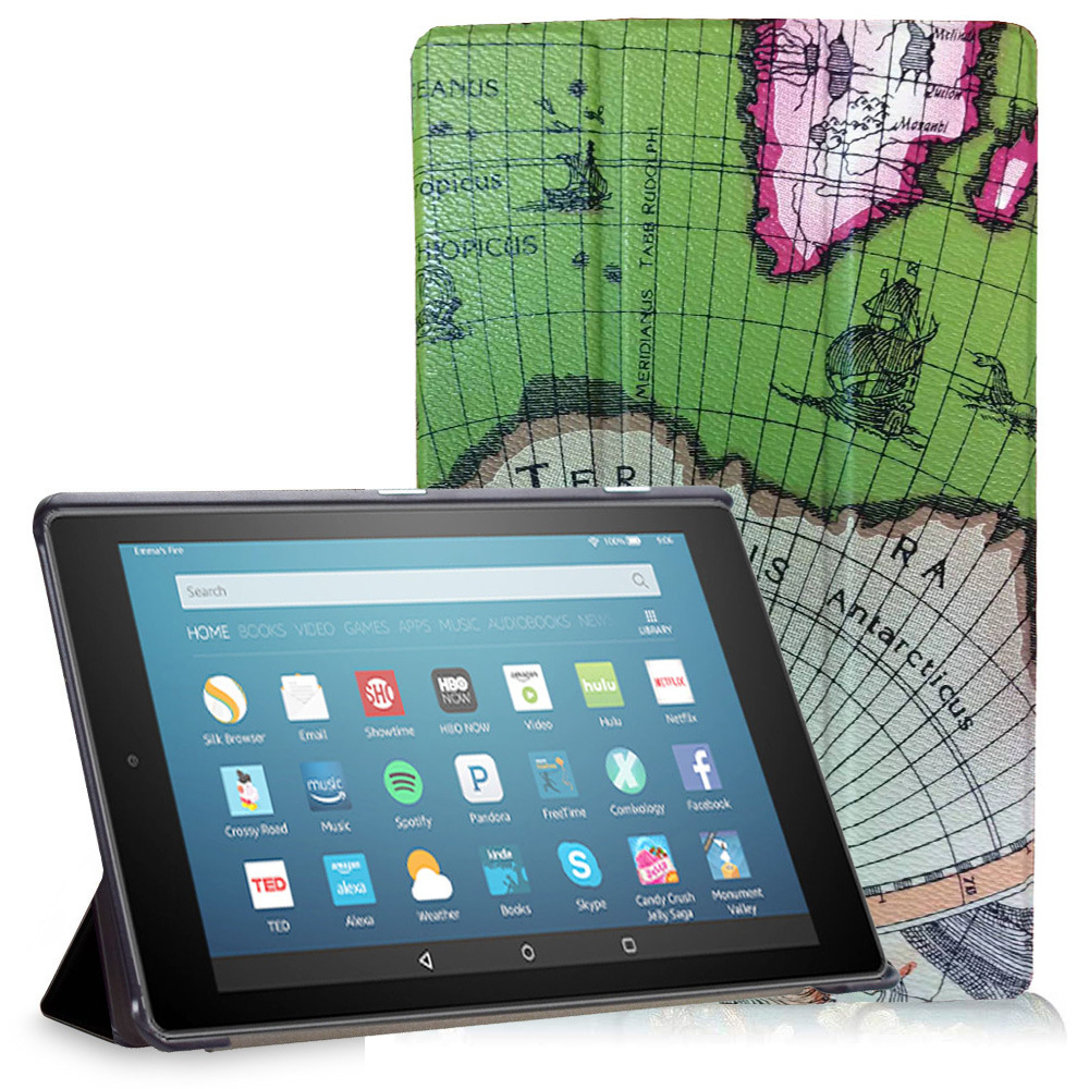 8" Flip Shell Leather Case Drop-Proof Protective Cover for Amazon Kindle Fire HD 8 5th Gen 2015