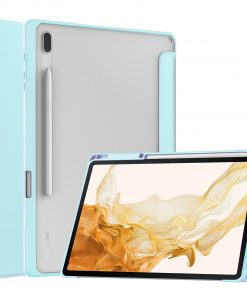 12.4" Tri-Fold Case with Pen Holder Magnetic Cover Clear Acrylic Protective Shell for Samsung Galaxy Tab S8 Plus (X800/ X806)