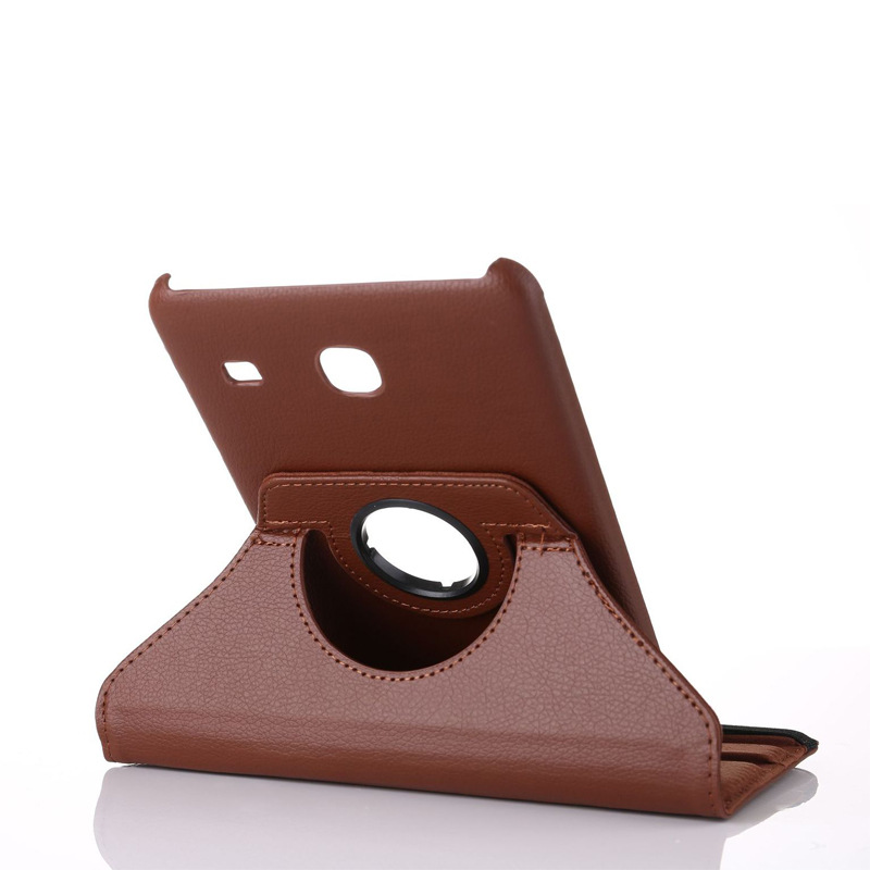 360° Rotating Pebbled Leather Case Folio Shell Protective Cover for Samsung Galaxy Tab E 8'' (T377/ T375) - Image 3