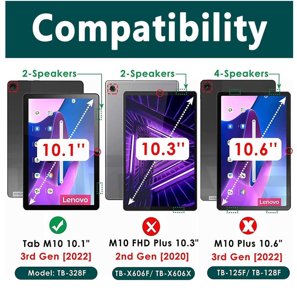 10.1" Leather Protective Cover Soft TPU Shell Magnetic Full-wrap case for Lenovo Tab M10 (3rd Gen.2022)-TB328FU/ TB328XU - Image 9