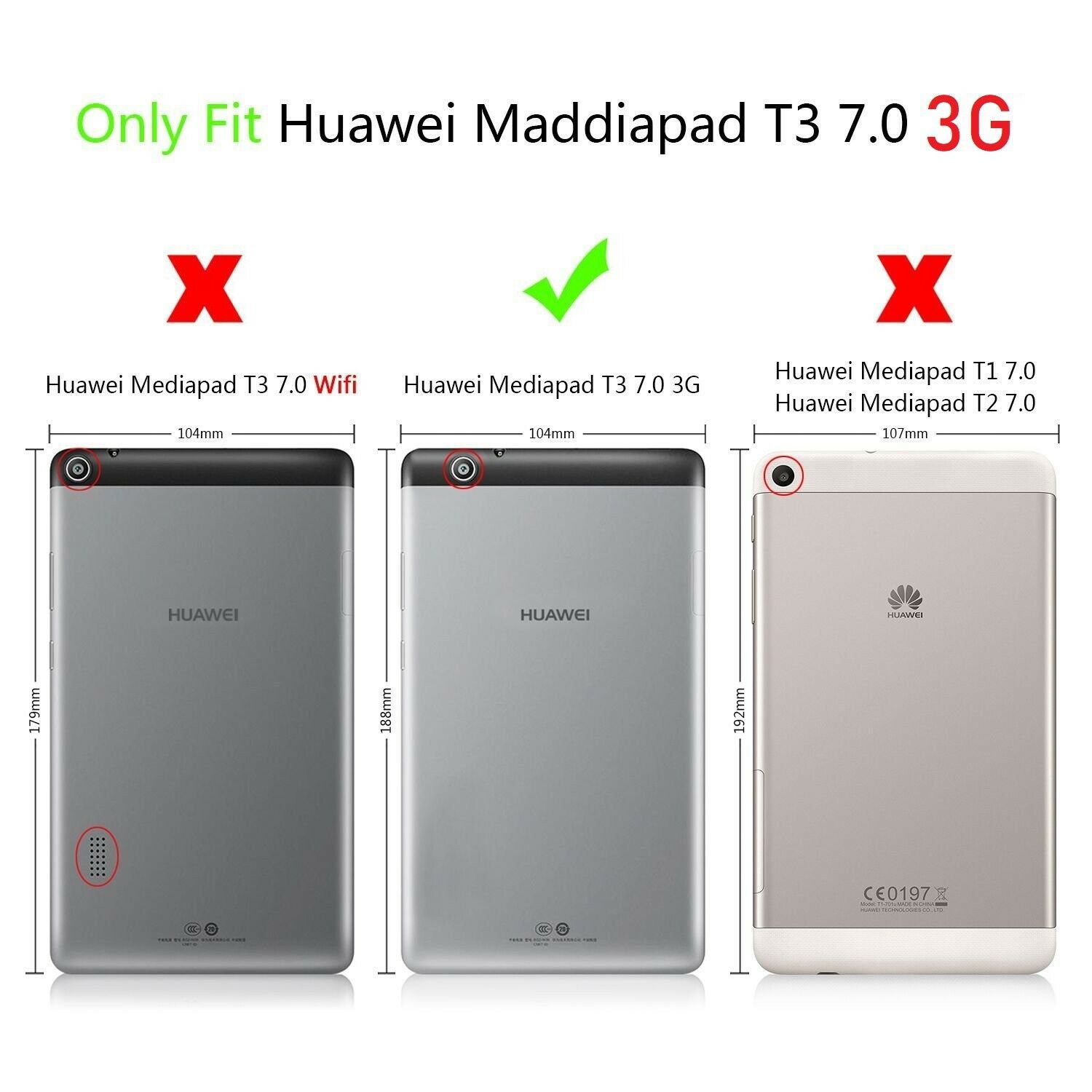 7" Tri-Fold Case Magnetic Protective Cover Folio Shell for HUAWEI MediaPad T3 3G - Image 10