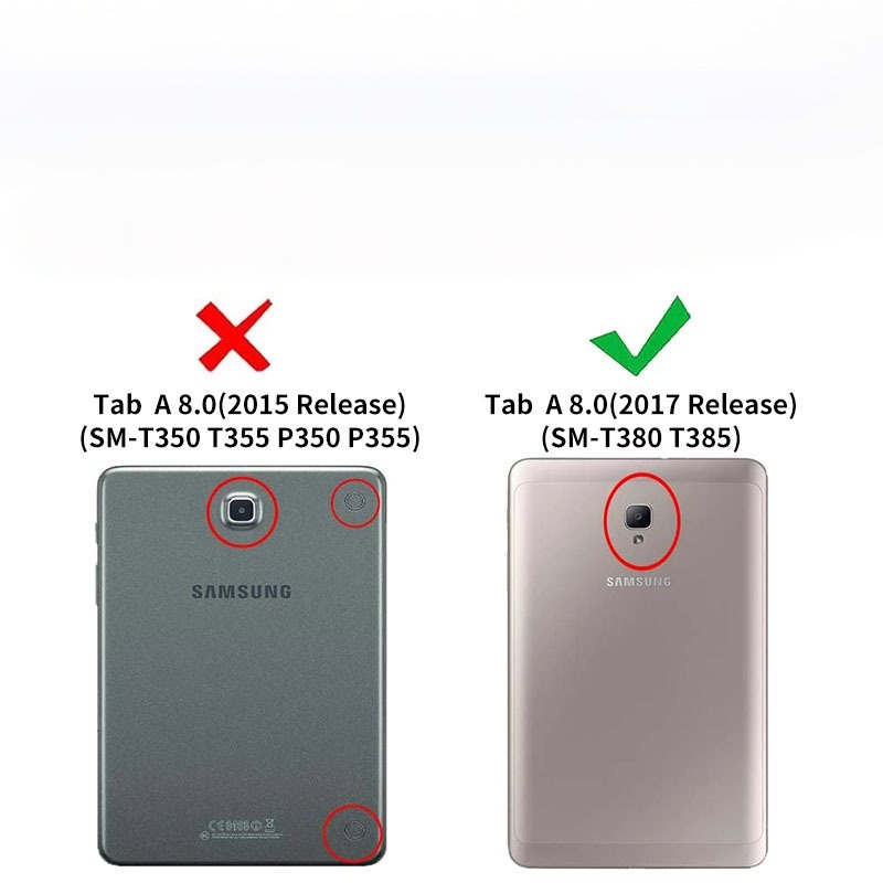 8" Tri-Fold Cover leather Shell Folio case for 2017 Samsung Galaxy Tab A 8.0 (Model SM-T380/ T385) - Image 9