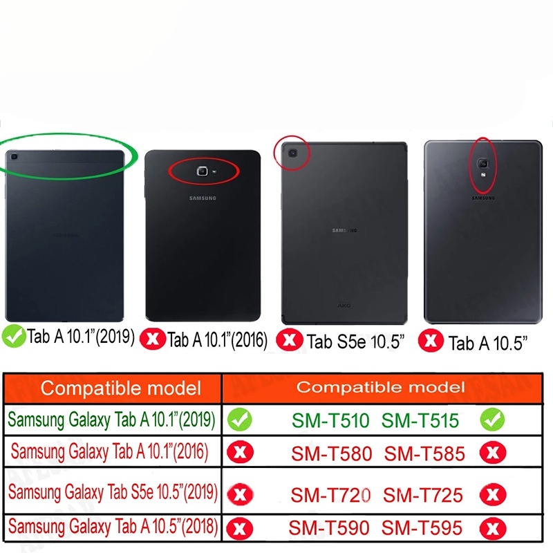 10.1" Tri-Fold Cover leather Shell Folio case for 2019 Samsung Galaxy Tab A 10.1(Model SM-T510/ T515) - Image 4