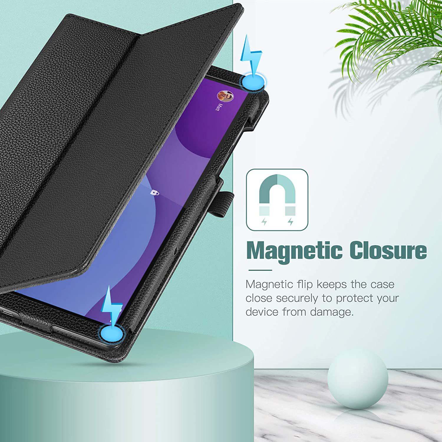 10.1" Two-Fold Folio Stand Case Back Clip Shell Protective Cover for Lenovo Tab M10 HD (2nd Gen)-TB-X306F/ X - Image 5