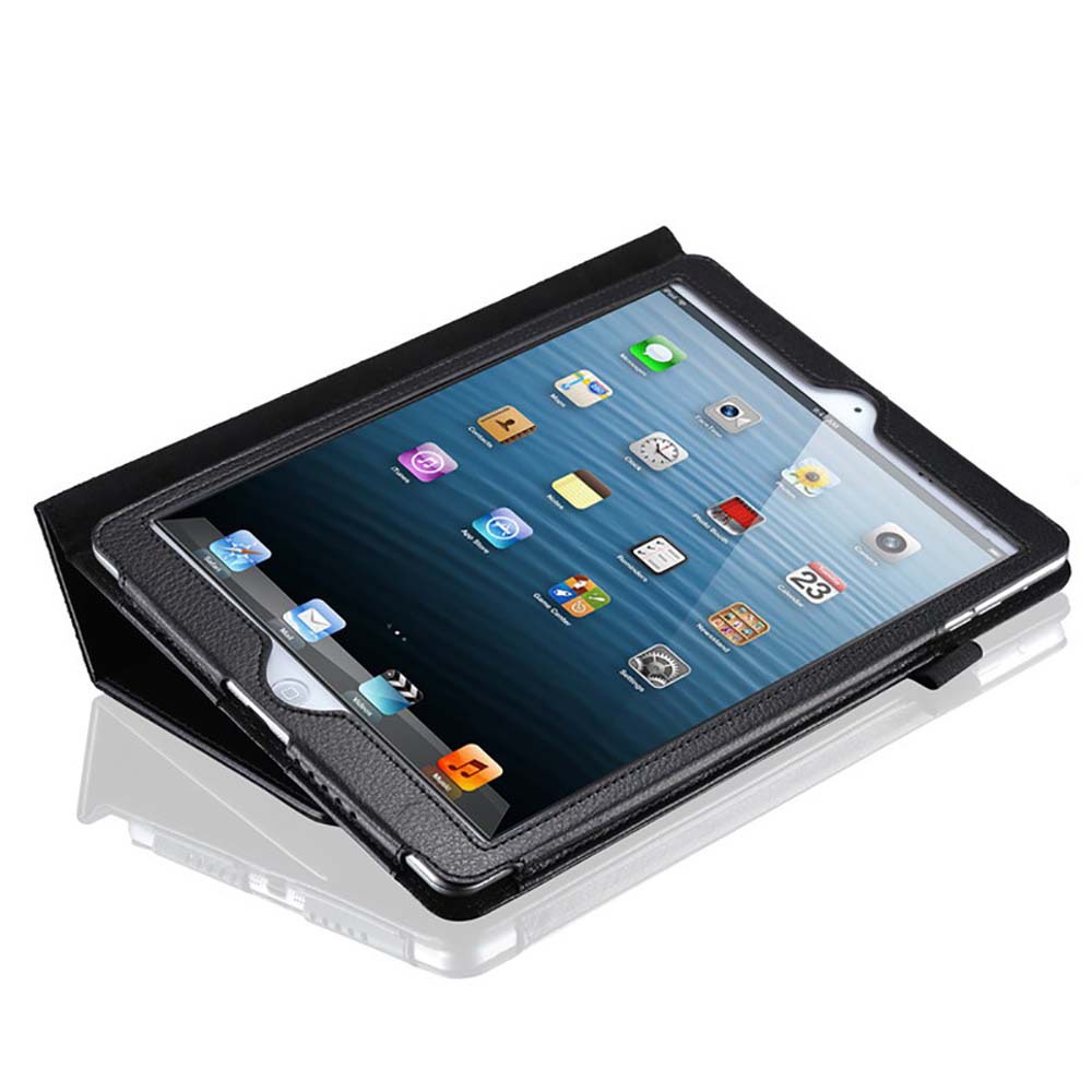 9.7" Two-Fold Stand Case Grained Leather Shell Drop-Proof Protective Cover for Apple iPad 5 (Model A1822 A1823) - Image 2