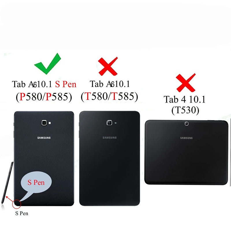 10.1" Tri-Fold Cover leather Shell Folio case for Samsung Galaxy Tab A 10.1 with S Pen ( Model SM-P580/ P585) - Image 2