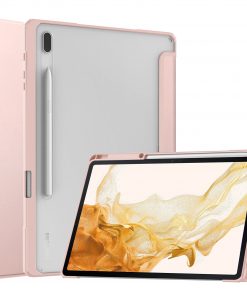 12.4" Tri-Fold Case with Pen Holder Magnetic Cover Clear Acrylic Protective Shell for Samsung Galaxy Tab S7 plus / T970/ T975