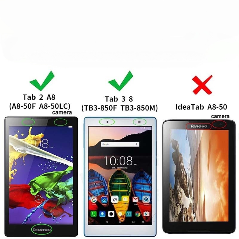8" Tri-Fold Cover Soft leather Shell Folio case for Lenovo Tab 3 (Model TB3-850F TB3-850M) - Image 7