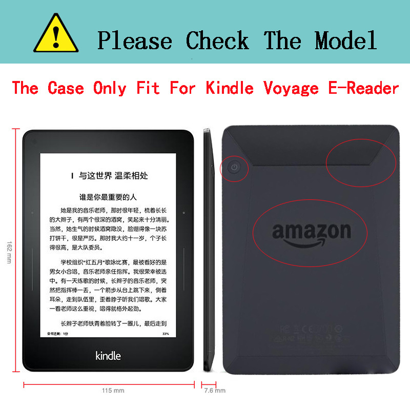 6" Flip Shell Leather Case Drop-Proof Protective Cover for Amazon Kindle Voyage 1499 - Image 4