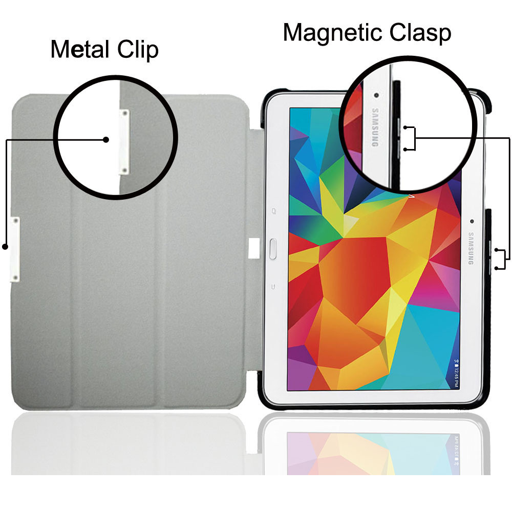 10.1" Tri-Fold Cover Soft leather Shell Folio case for Samsung Galaxy Tab 4 SM-T530/ T531/ T535 - Image 5