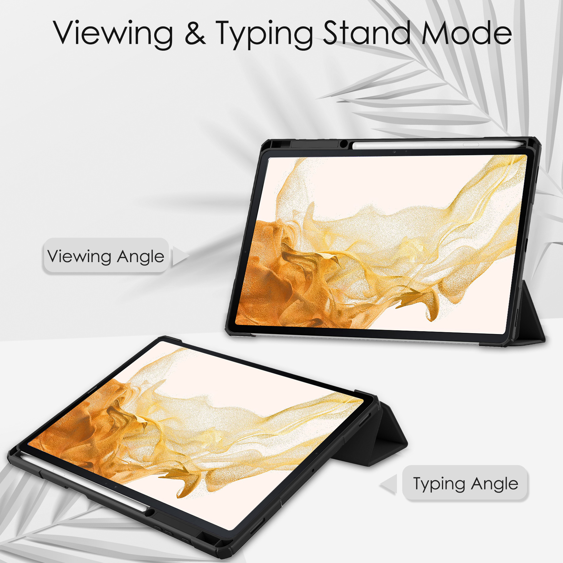 12.4" Tri-Fold Case with Pen Holder Magnetic Cover Clear Acrylic Protective Shell for Samsung Galaxy Tab S7 plus / T970/ T975 - Image 2