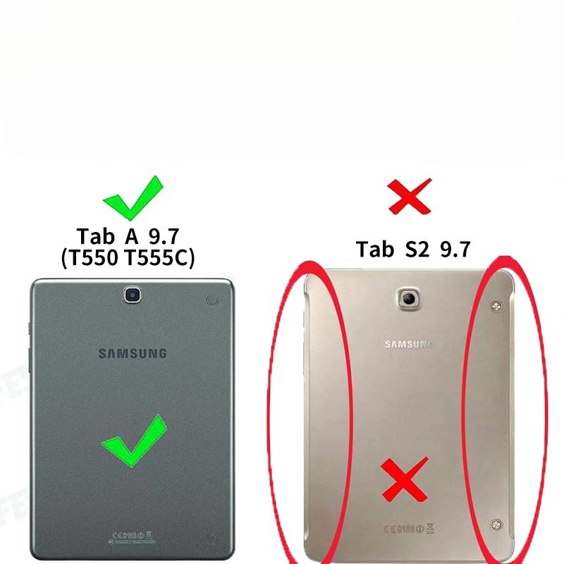 9.7" Tri-Fold Cover Soft leather Shell Folio case for Samsung Galaxy Tab A (Model SM-T550/T555/P550) - Image 12