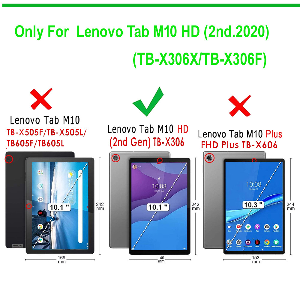 10.1" Premium Smart Case Slim Shockproof Leather Cover for 2020 Lenovo Tab M10 HD 2nd Gen-(TB-X306X/ TB-X306F) - Image 7