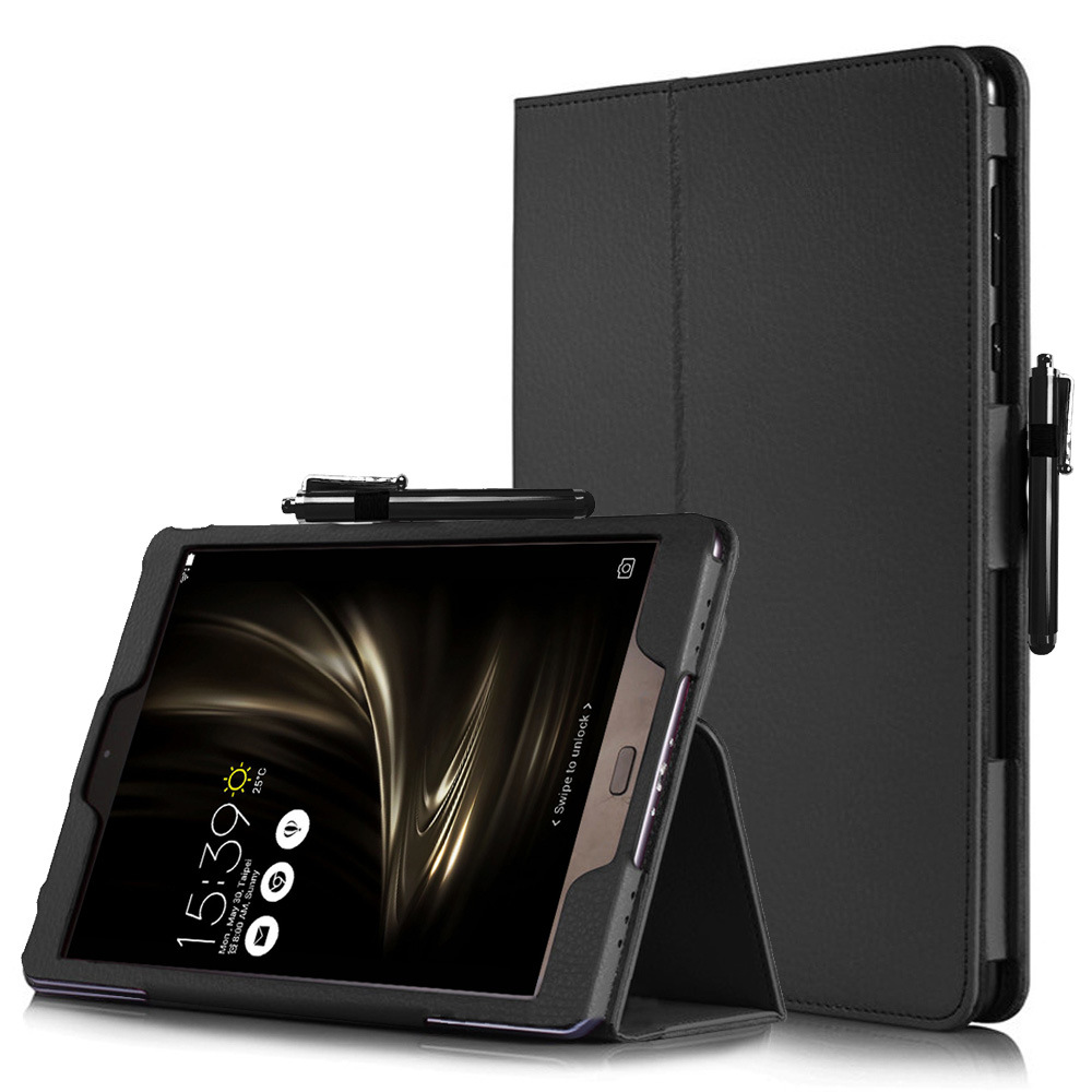 9.7" Two-Fold Folio Stand Case Back Clip Shell Protective Cover for ASUS ZenPad 3S 10 (Model Z500M) - Image 5