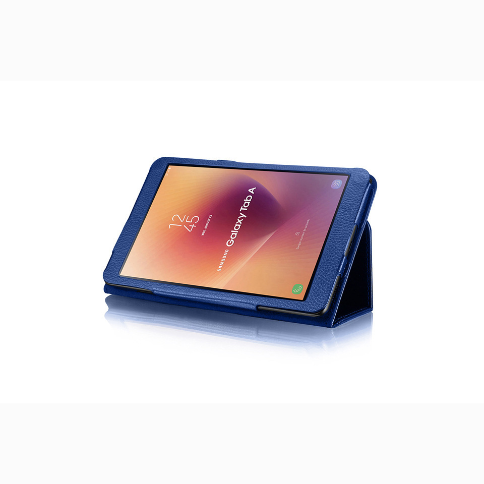 8" Two-Fold Folio Stand Case Litchi pattern Shell Drop-Proof Protective Cover for 2018 Samsung Galaxy Tab A (T380/ T385) - Image 2