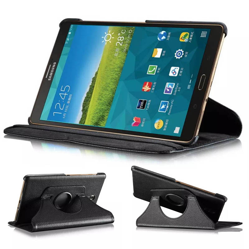 360° Rotating Pebbled Leather Case Folio Shell Protective Cover for Samsung Galaxy Tab S 8.4'' (SM-T700/ T705)