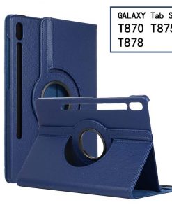 11" Rotating Folio Case Leather Shell Protective Cover for Samsung Galaxy Tab S7 (SM-T870/ T875/ T878)