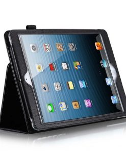 9.7" Two-Fold Stand Case Grained Leather Shell Drop-Proof Protective Cover for Apple iPad 5 (Model A1822 A1823)